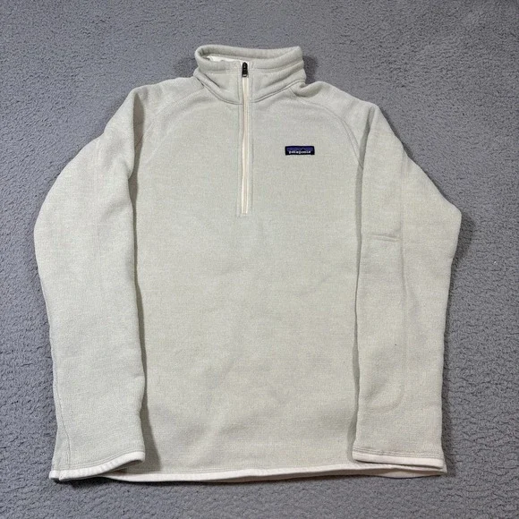 Patagonia Better Sweater Womens Large 1/4 Zip Pullover Off White Fleece Outdoors - Picture 1 of 9